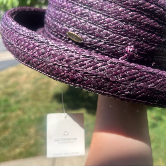 LIZ Claiborne Purple Straw Weaved Hat comfort Band Feature Made in China NWT - Picture 5 of 12